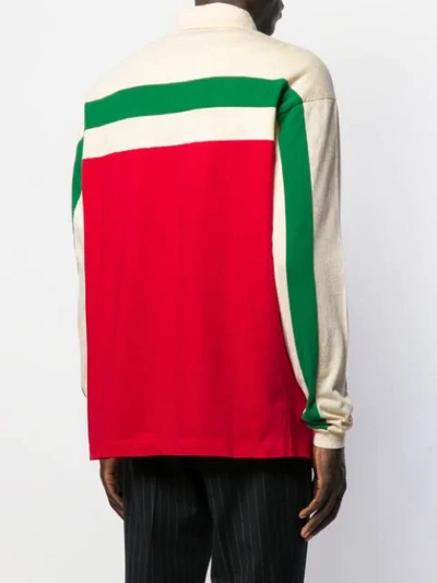 Shop Gucci Gg Star Polo Shirt In Neutrals ,red