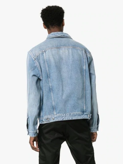 Shop Valentino Maxi Vlogo Detail Denim Jacket In Blue