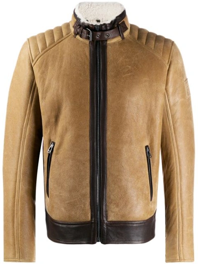 Shop Belstaff Leather Bomber Jacket In 60120