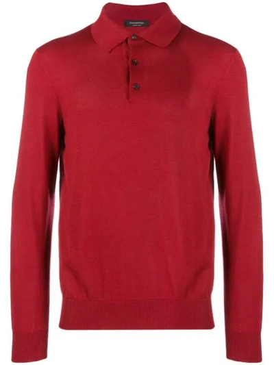 Shop Ermenegildo Zegna Langärmeliges Poloshirt In Rot