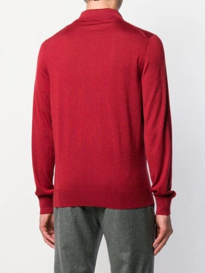 Shop Ermenegildo Zegna Langärmeliges Poloshirt In Rot