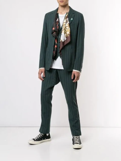 Shop Miharayasuhiro Pinstriped Blazer In Green