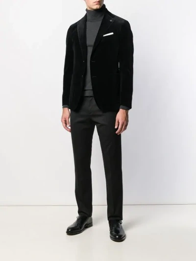 Shop Tagliatore Velvet Blazer In Black