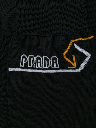 Shop Prada Embroidered Socks - Black