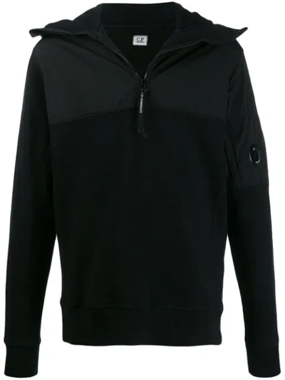 Shop C.p. Company Lens Detail Zip-up Sweatshirt In Black