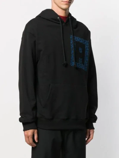 Shop Adish Embroidered Logo Hoodie In Black