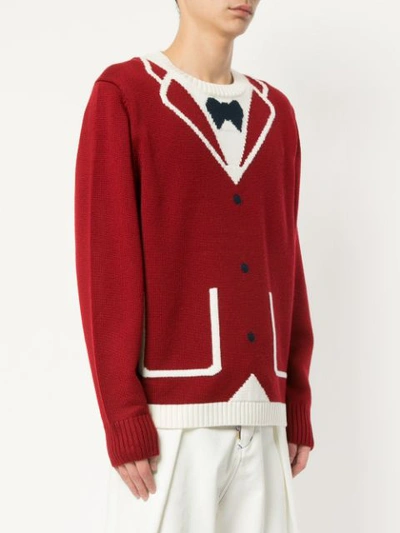 Shop A(lefrude)e Intarsia Jacket Details Jumper - Red