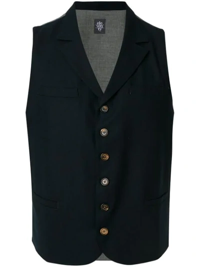 Shop Eleventy Buttoned Waistcoat In Blue