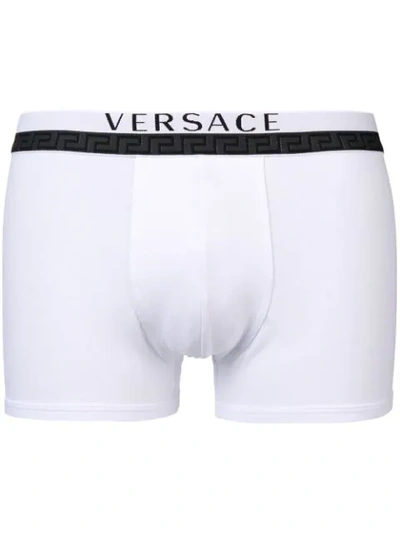 Shop Versace Logo Boxer Briefs In White