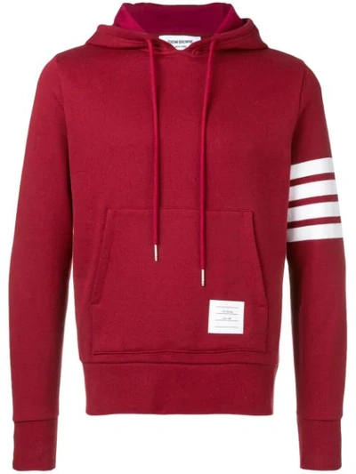 Shop Thom Browne Engineered 4-bar Pullover Hoodie In Red