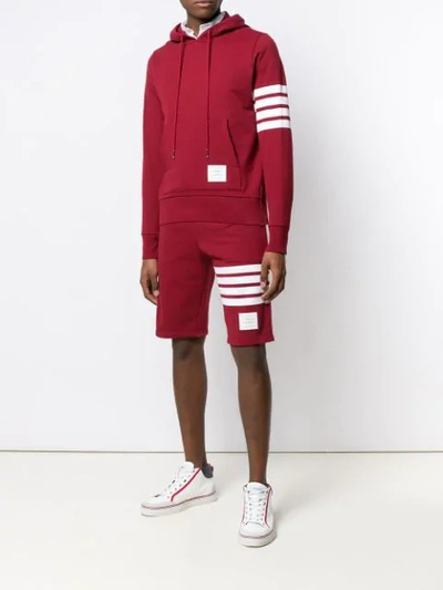 Shop Thom Browne Engineered 4-bar Pullover Hoodie In Red