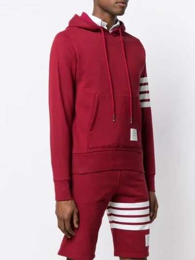 Shop Thom Browne Engineered 4-bar Pullover Hoodie In Red