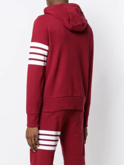 Shop Thom Browne Engineered 4-bar Pullover Hoodie In Red