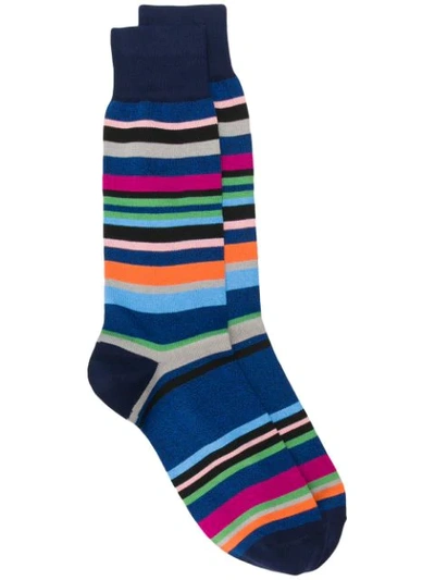 Shop Paul Smith Signature Striped Socks In Blue