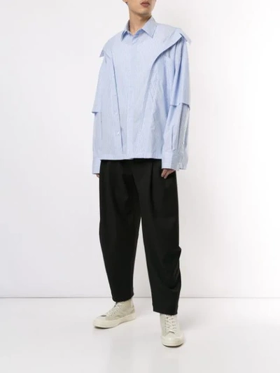 Shop Fengchen Wang Pleated Panel Trousers In Black ,blue