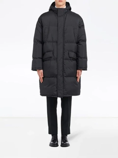 Shop Prada Ripstop Puffer Coat In Black