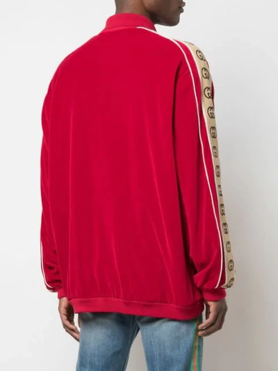 Shop Gucci Logo Patch Bomber Jacket In Red