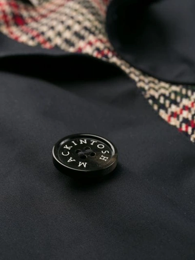 Shop Mackintosh Corduroy Collar Trench Coat In Blue