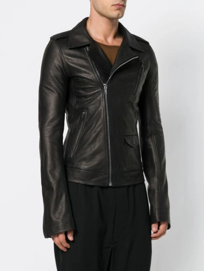 Shop Rick Owens Stooges Leather Jacket - Black