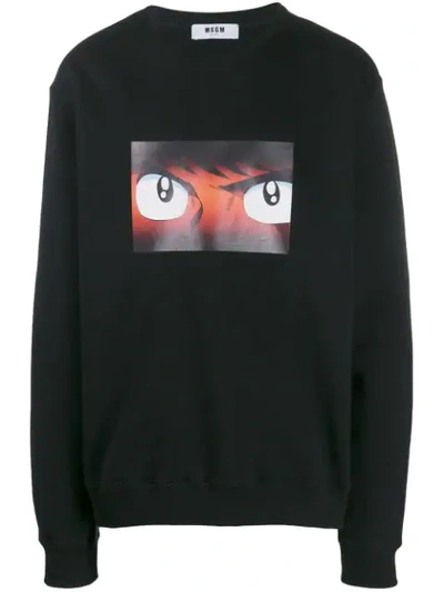 Shop Msgm Holly & Benji Print Sweatshirt In Black