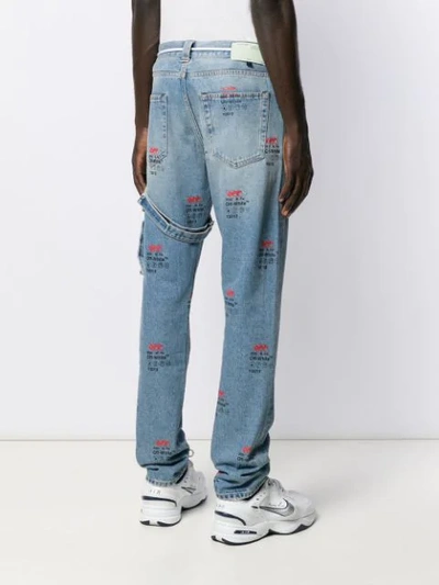 Shop Off-white Logo Print Straight-leg Jeans In Blue
