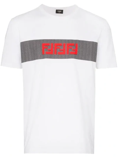 Shop Fendi Ff Band Print Cotton T-shirt In F0znm