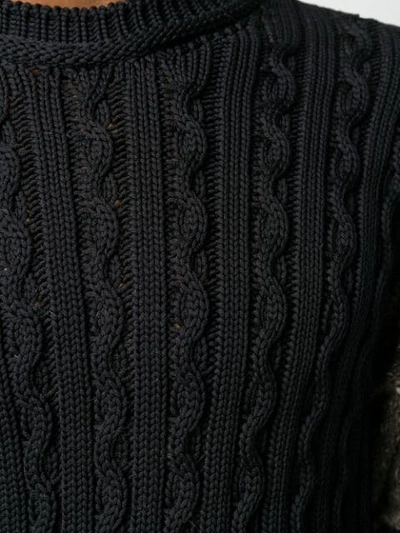 Shop Maison Flaneur Patchwork Cable Knit Sweatshirt In Nero