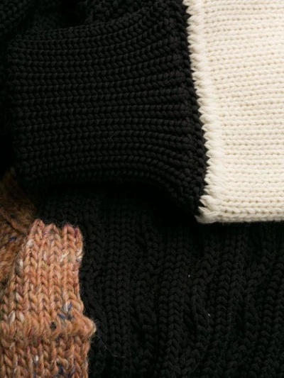 Shop Maison Flaneur Patchwork Cable Knit Sweatshirt In Nero