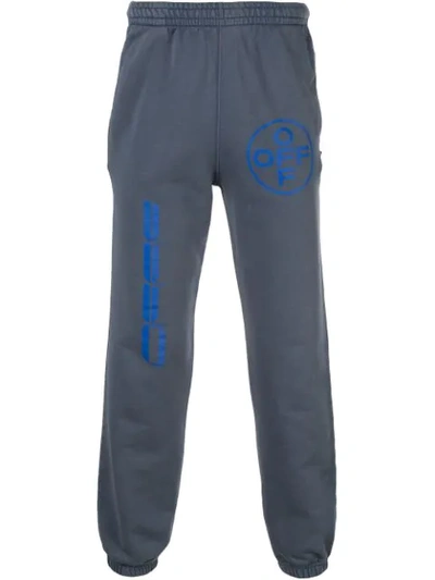 Shop Off-white Logo Print Track Pants In Blue