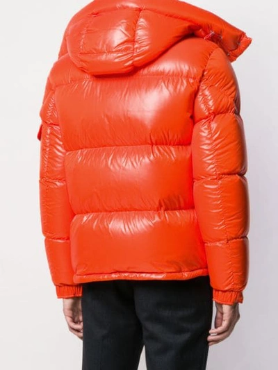 MONCLER LOGO PATCH PUFFER JACKET - 橘色