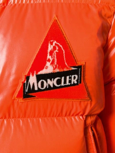 Shop Moncler Logo Patch Puffer Jacket In Orange