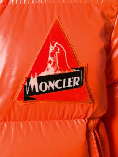 MONCLER LOGO PATCH PUFFER JACKET - 橘色