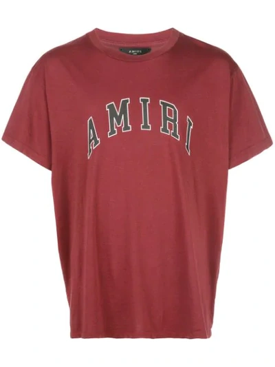Shop Amiri College Logo Print T-shirt In Red