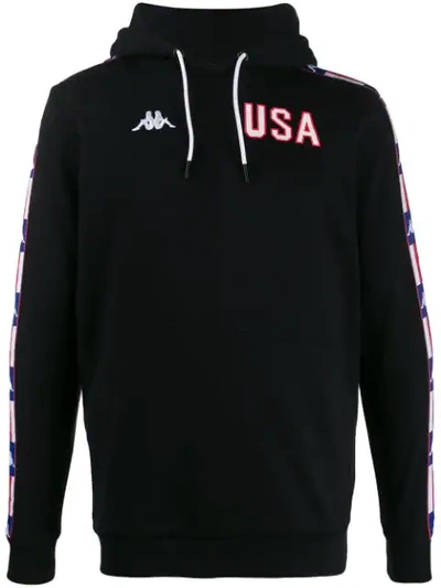 Kappa Usa Printed Hoodie In Black | ModeSens