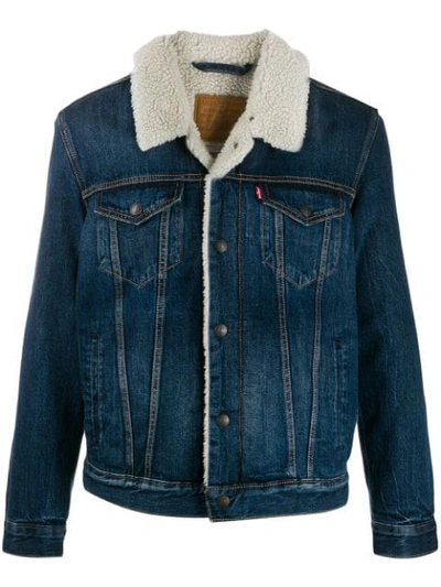 Shop Levi's Shearling Lined Denim Jacket In 0105 Denim Blu