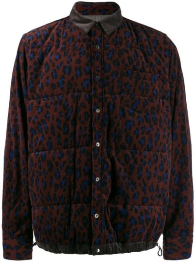 Shop Sacai Leopard Print Padded Jacket In Brown