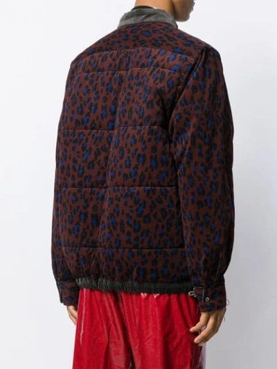 Shop Sacai Leopard Print Padded Jacket In Brown