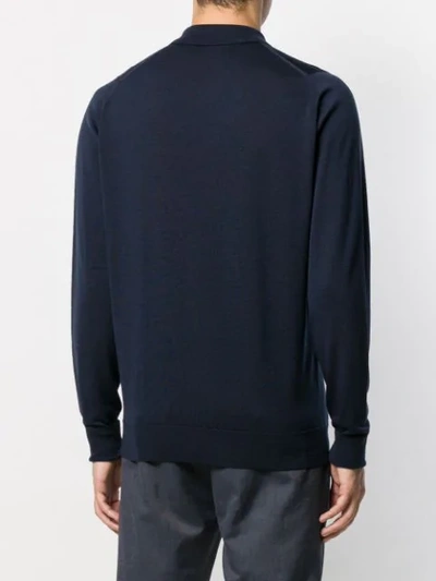 Shop John Smedley Knitted Polo Shirt In Blue