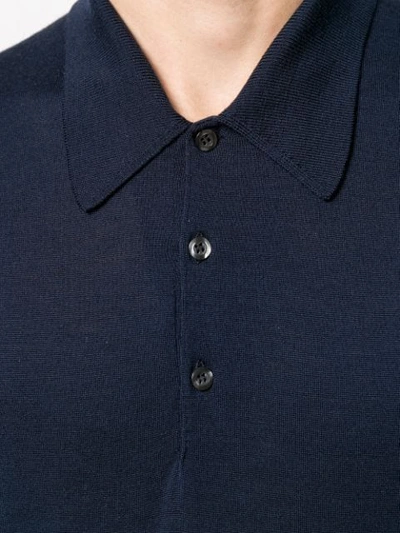 Shop John Smedley Knitted Polo Shirt In Blue