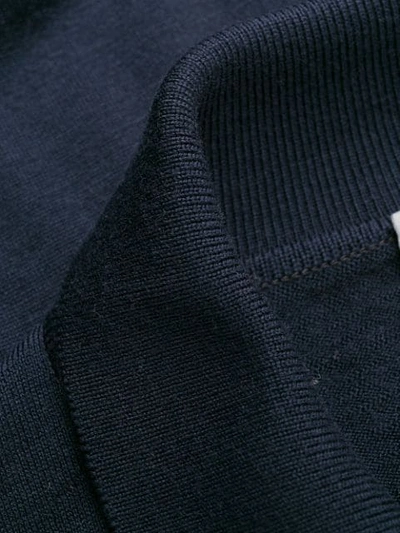 John Smedley Mens Midnight Belper Knitted Polo Jumper In Blue