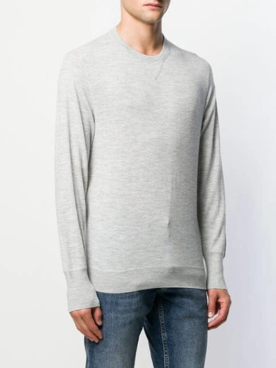 Shop Eleventy Crew Neck Jumper In Grey