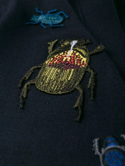 Shop Alexander Mcqueen Insect Embroidery Cardigan In Blue