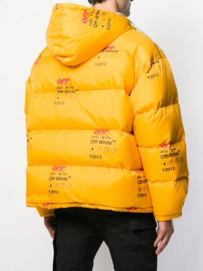 Shop Off-white Printed Logo Puffer Jacket In Yellow