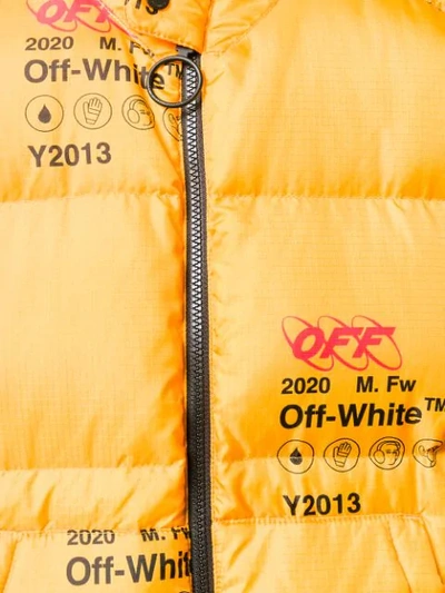 Shop Off-white Printed Logo Puffer Jacket In Yellow
