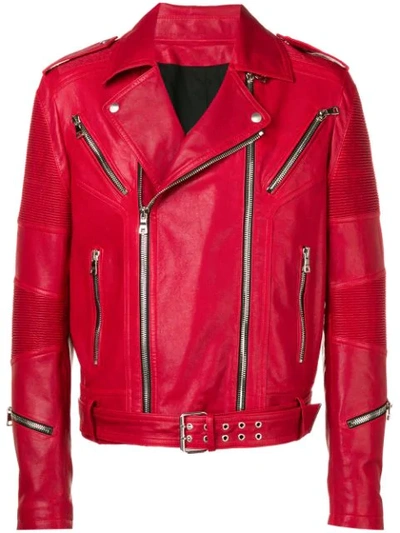 Sweeten Snavset gear Balmain Asymmetric Leather Jacket In Red | ModeSens