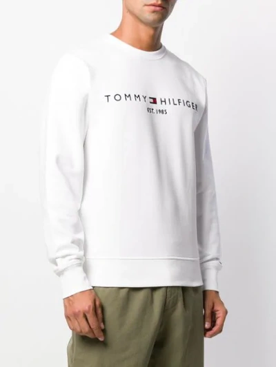 Shop Tommy Hilfiger Logo Embroidered Sweatshirt In White