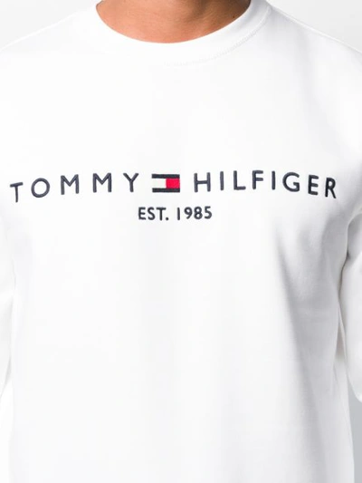 Shop Tommy Hilfiger Logo Embroidered Sweatshirt In White