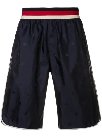 Shop Gucci Bees Track Shorts In Blue
