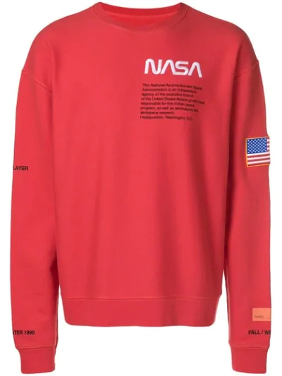 Shop Heron Preston X Nasa Loose Fitted Sweatshirt - Red