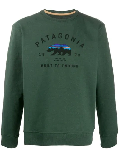 Shop Patagonia Logo Print Sweatshirt In Green